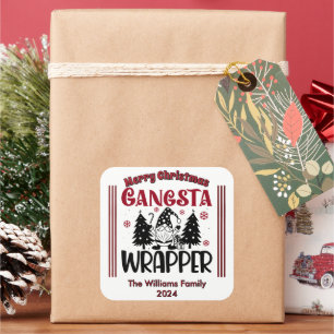 Feestelijke gangsta wrapper met kerstelementen vierkante sticker