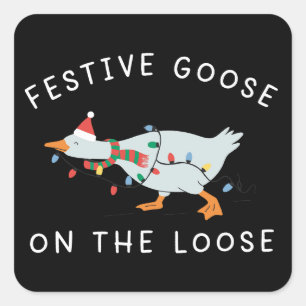Feestelijke Gans Loslopend Kerst Grappige Eend Vierkante Sticker