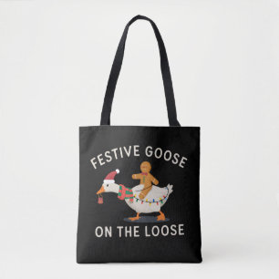 Feestelijke Gans Loslopende Kerst Gingerbread Draagtas