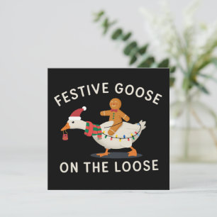 Feestelijke gans loslopende kerst gingerbread feestdagenkaart