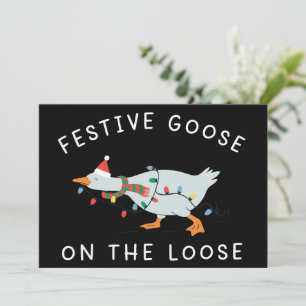 Feestelijke gans op vrije voeten Kerst grappige ee Feestdagenkaart