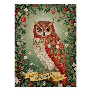 Feestelijke gebladerte uil gepersonaliseerd perfect poster