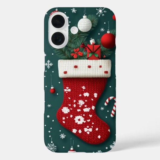 Feestelijke gebreide kerst kous rood groen Case-Mate iPhone case (Achterkant)