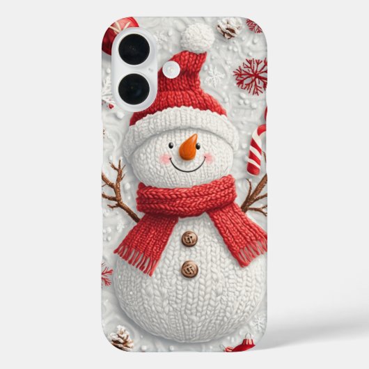 Feestelijke gebreide sneeuwman kerstvakantie Case-Mate iPhone case (Achterkant)
