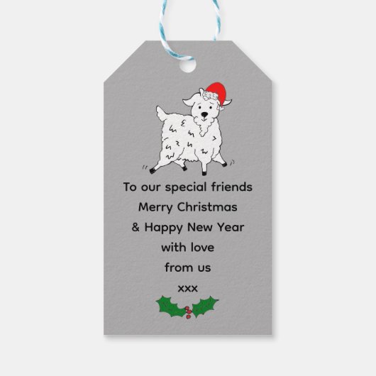 Feestelijke geiten met Kerstmis Cadeaulabel (Achterkant)