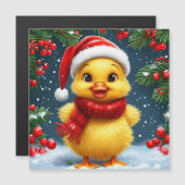 Feestelijke gele kuiken in kerstmuts (Voorkant / Achterkant)