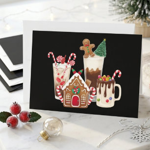 Feestelijke Gemberkoekkoffie en Warme Chocolade Ke Feestdagenkaart