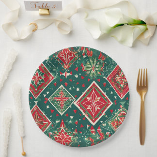 Feestelijke Geometrische Charm Christmas Paper Bor Papieren Bordje