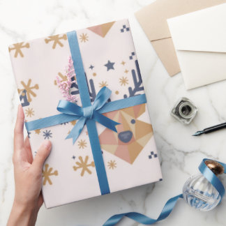 Feestelijke geometrische rendieren en sterren cadeaupapier