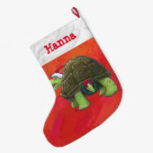 Feestelijke gepersonaliseerde schildpad Kerstmis Grote Kerstsok (Achterkant (Hangend))