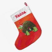 Feestelijke gepersonaliseerde schildpad Kerstmis Grote Kerstsok (Achterkant (Hangend))