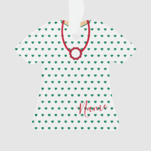 Feestelijke gestippelde harten Kerstvakantie jurk Ornament