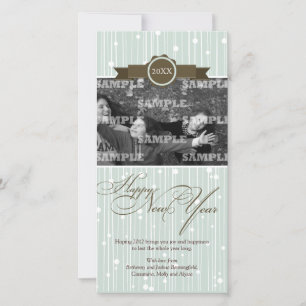 Feestelijke gestippelde strepen Nieuwjaar Vakantie Feestdagenkaart