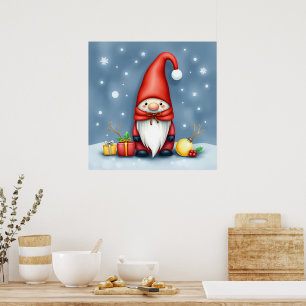 Feestelijke gezellige kerstkabouter in Vermomming Poster