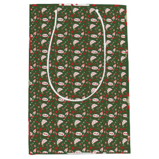 Feestelijke Gift Wrap Groen Zwart Patroon Medium Cadeauzakje