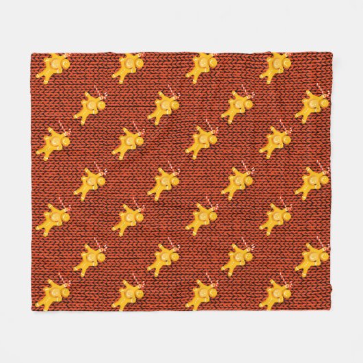Feestelijke Gingerbread Man & Knit Patroon Kerstmi Fleece Deken (Voorkant (Horizontaal))