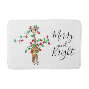 feestelijke Giraffe, groene rode roodtintelingen Badmat