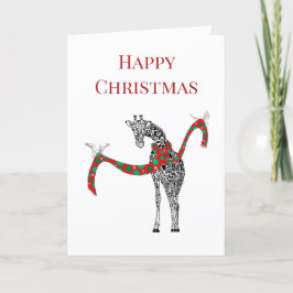 Feestelijke Giraffe met kerstsjaal Bedankkaart