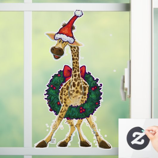 feestelijke Giraffe met kersttouwtjes Raamsticker (Huis)