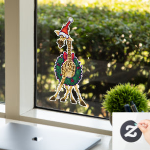feestelijke Giraffe met kersttouwtjes Raamsticker