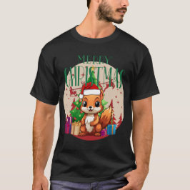 Feestelijke glimlachende eekhoorn in Santa Hat T-shirt