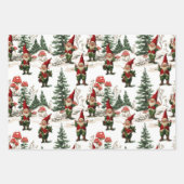 Feestelijke Gnome en Mushroom Woodland Kerstmis Inpakpapier Vel (Voorkant)