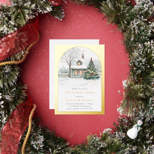 Feestelijke Gold Foil Arch Kerstfeest Folie Uitnodiging (Insitu)