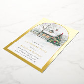 Feestelijke Gold Foil Arch Kerstfeest Folie Uitnodiging (Gedraaid)