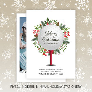 Feestelijke Golf T-shirt Shot Christmas Greenery F Feestdagenkaart