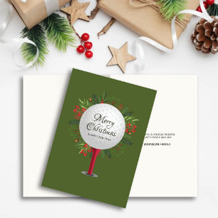 Feestelijke Golf T-shirt Shot Christmas Greenery Feestdagen Kaart