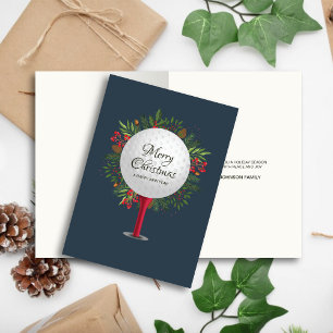 Feestelijke Golf T-shirt Shot Christmas Greenery Feestdagen Kaart