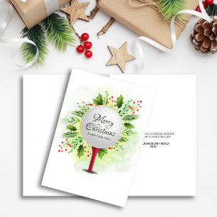 Feestelijke Golf T-shirt Shot Christmas Greenery Feestdagen Kaart