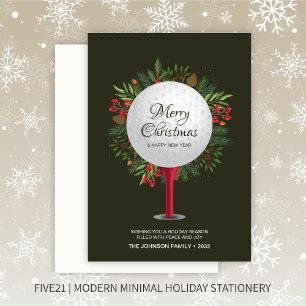 Feestelijke Golf T-shirt Shot Christmas Greenery Feestdagenkaart
