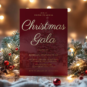 Feestelijke Goud Folie Bedrijfs Kerst Gala Feest Uitnodiging