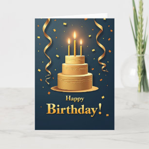 Feestelijke Gouden Cake Kaart