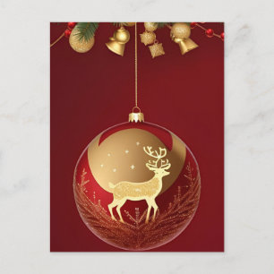 Feestelijke Gouden Herten Kerst Elegante Winter Briefkaart