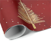Feestelijke gouden kerstbomen op rood cadeaupapier (Rol Hoek)