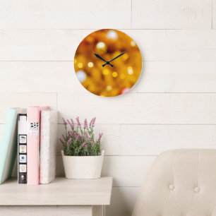 Feestelijke Gouden Kerstmis Bokeh Achtergrond Grote Klok