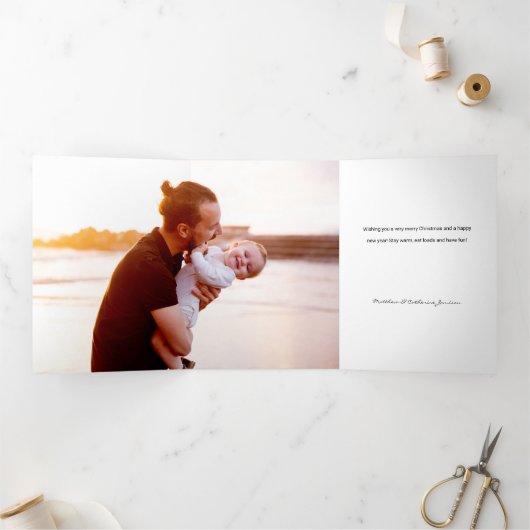 Feestelijke gouden lijn getrokken lint Lijst 1-fot Drieluik Kaart (Binnen)