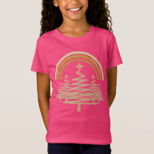 Feestelijke gouden regenboog sprankelend voor bome t-shirt