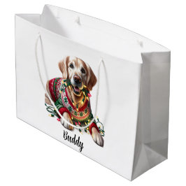 Feestelijke Gouden Retriever Kerst Gift Bag Groot Cadeauzakje