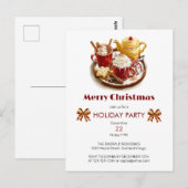 Feestelijke Gouden theeset, met warme Choco, Kerst Briefkaart (Voorkant / Achterkant)