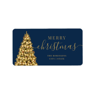 Feestelijke GOUDEN Vrolijke Xmas Boom Familie Fees Etiket