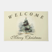 Feestelijke Gouden Welkom Vrolijk Kerstfeest Deurmat (Voorkant)