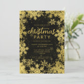 Feestelijke Gouden Zwarte Folie Sneeuwvlokken Kers Kaart (Staand voorkant)