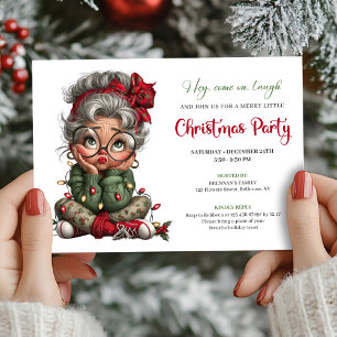 Feestelijke Grappige Oma Kerst Evenement Uitnodigi Kaart