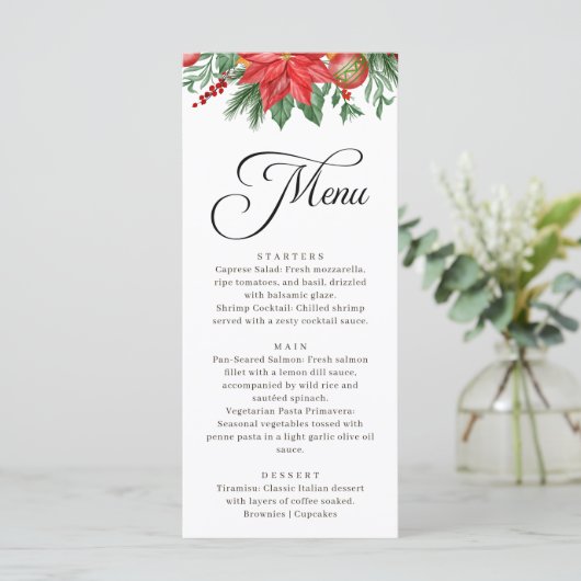 Feestelijke Greenery Script Kalligrafie Trouwen Menu (Staand voorkant)