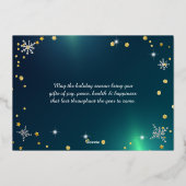 Feestelijke groene 2024 Bedrijf Rode Lint Folie Feestdagenkaart (Achterkant)