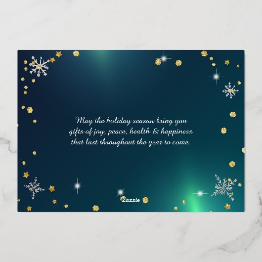 Feestelijke groene 2024 Bedrijf Rode Lint Folie Feestdagenkaart (Achterkant)