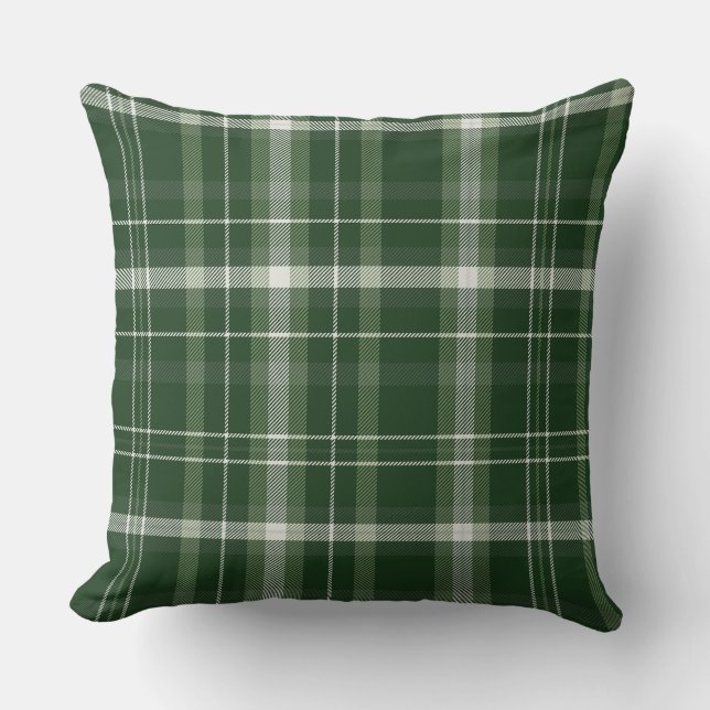 Feestelijke Groene en Aarde tinten Neutraal geruit Kussen (Voorkant)